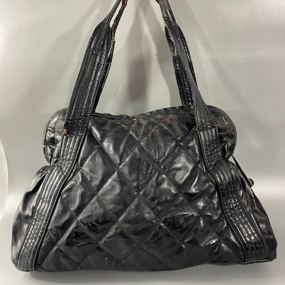 CHANEL Quilted Leather Large CC Shoulder Bag Matelasse Black Vintage - Picture 2 of 15